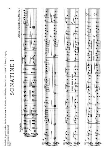 Diabelli Sonatinas Opus 163 for piano 4 hands - Piano Four Hands