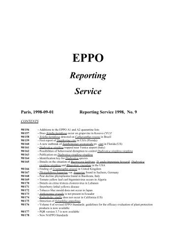 Reporting Service 1998 - 09 - Lists of EPPO Standards