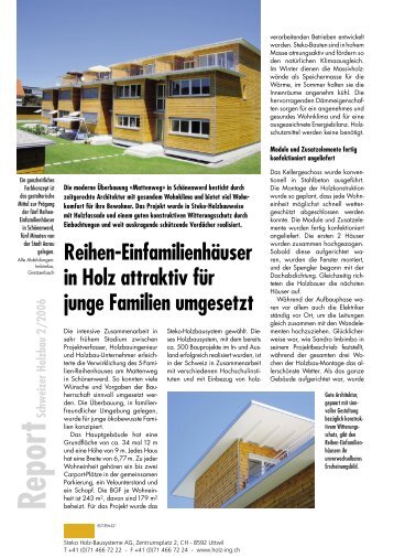 Report Schweizer Holzbau 2/2006 - Steko Holzbausysteme AG