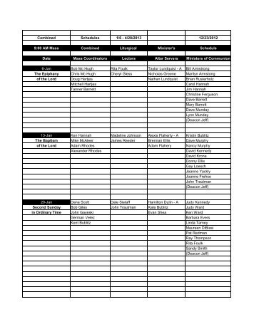 Sunday, 9AM Mass Schedule