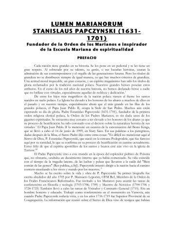 LUMEN MARIANORUM STANISLAUS PAPCZYNSKI (1631- 1701)