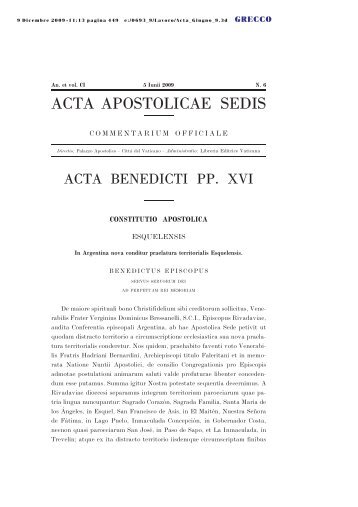 ACTA APOSTOLICAE SEDIS - La Santa Sede