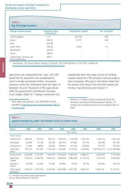 TRENDS AND IMPACTS OF FOREIGN INVESTMENT IN DEVELOPING COUNTRY AGRICULTURE