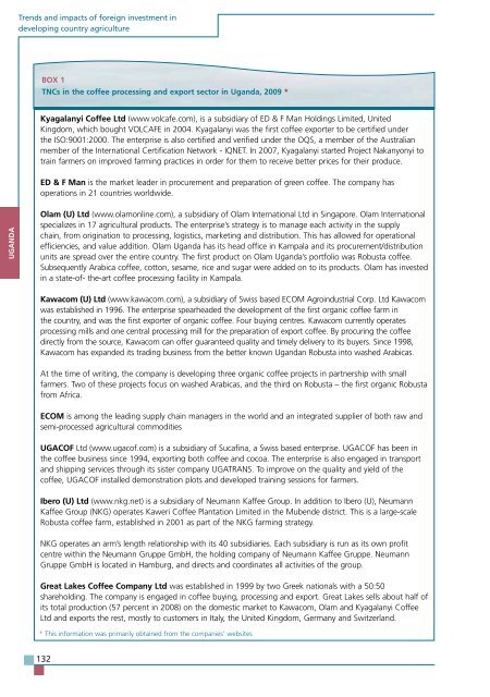 TRENDS AND IMPACTS OF FOREIGN INVESTMENT IN DEVELOPING COUNTRY AGRICULTURE