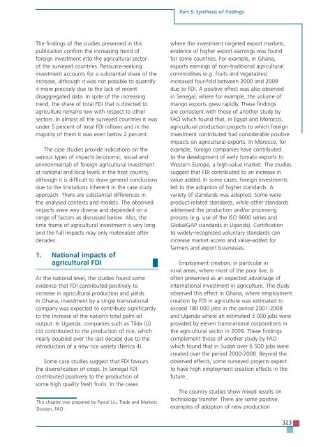 TRENDS AND IMPACTS OF FOREIGN INVESTMENT IN DEVELOPING COUNTRY AGRICULTURE