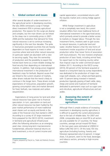 TRENDS AND IMPACTS OF FOREIGN INVESTMENT IN DEVELOPING COUNTRY AGRICULTURE