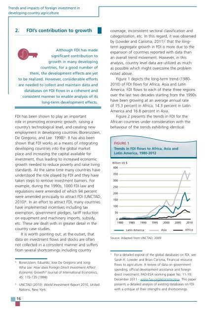 TRENDS AND IMPACTS OF FOREIGN INVESTMENT IN DEVELOPING COUNTRY AGRICULTURE