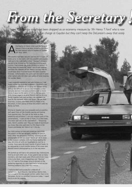 View Example Magazine Article - DeLorean Owners Club UK