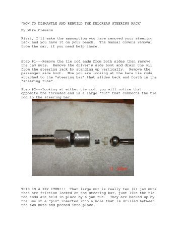 “HOW TO DISMANTLE AND REBUILD THE DELOREAN STEERING ...