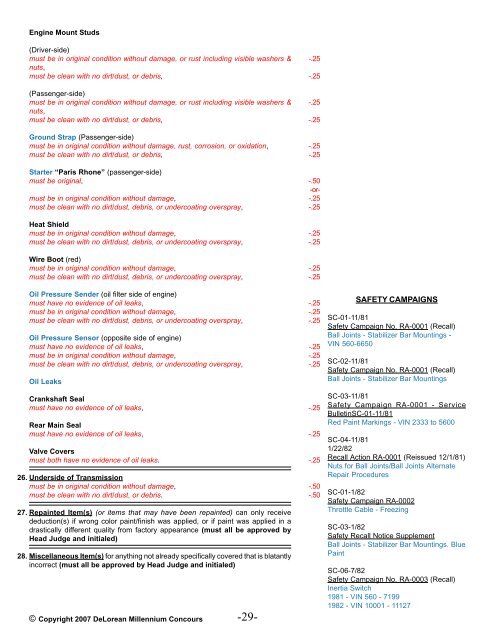 DeLorean Millennium Concours Handbook