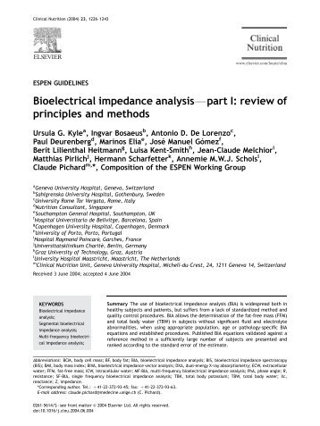 Bioelectrical impedance analysisFpart I: review of principles ... - espen