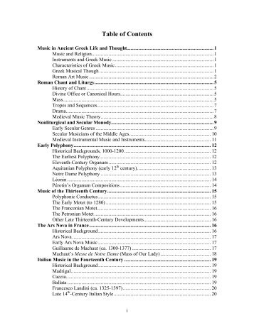 Music History Full Outline (Norton) TOC - the home of the Mount ...