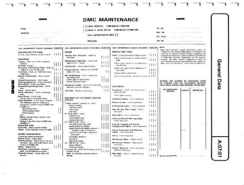 DELOREAN WORKSHOP MANUAL - Free