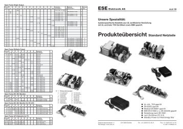 Produkteübersicht Standard Netzteile - bei ESE Elektronik AG