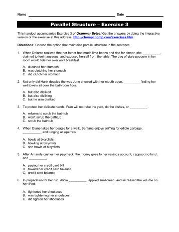 Printables Parallel Structure Worksheet parallel structure worksheet esl intrepidpath structure