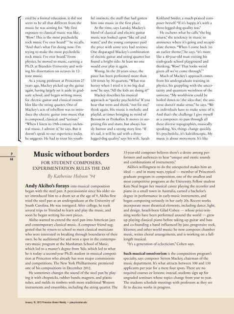 Musical machines - Princeton Alumni Weekly - Princeton University