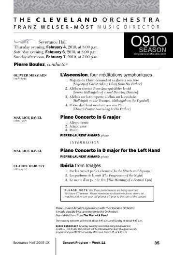 sample program note - Cleveland Orchestra