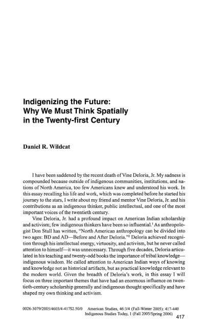 Indigenizing the Future: Why We Must Think ... - KU ScholarWorks