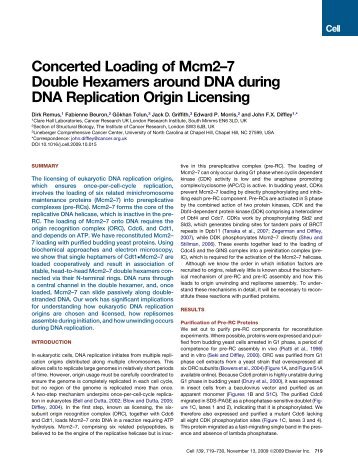 Concerted Loading of Mcm2-7 Double Hexamers around DNA ...