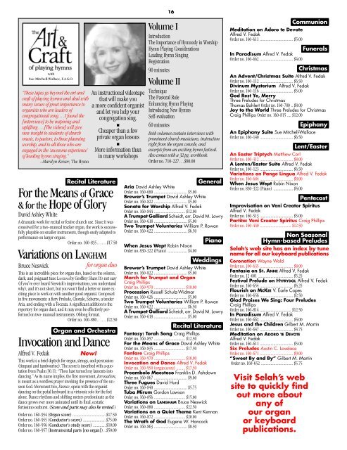 Selah 2001-2002 Catalog - Selah Publishing Co.