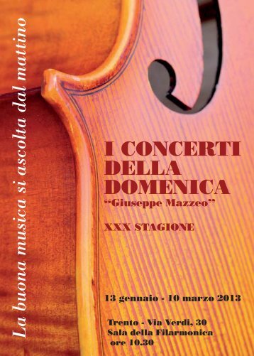 I CONCERTI DELLA DOMENICA - Trent - Società Filarmonica Trento