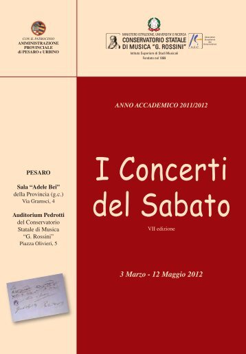 Libretto Concerti del Sabato 2012 - Pesaro - Conservatorio ...