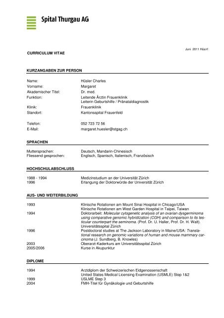 CV_Hüsler_HomepageSTGAG _2 - Spital Thurgau AG