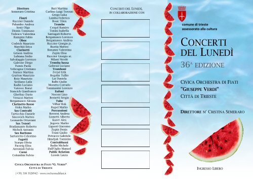 CONCERTI DEL LUNEDÌ - Trieste - Civica Orchestra di Fiati ...