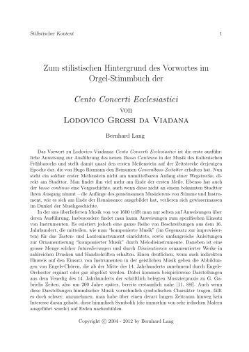 Vorlesungs Notizen - Bassus Generalis