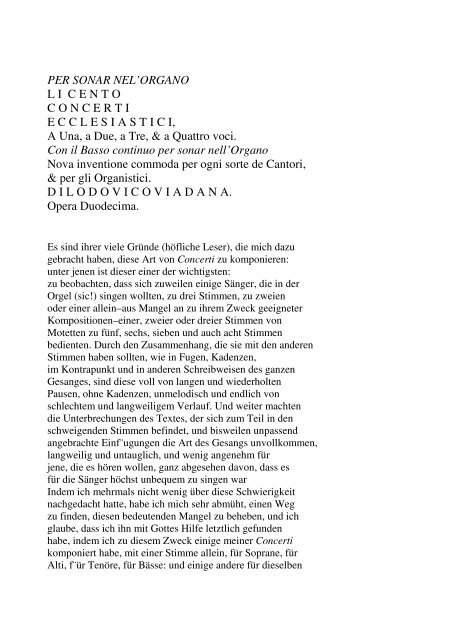 Viadana: Vorwort Cento Concerti Ecclesiastici op. 12 (1602) - Tonsatz