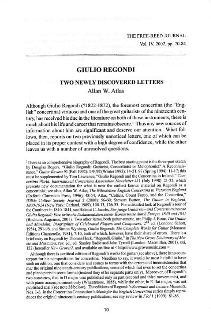 Giulio Regondi: Two Newly Discovered Letters - Concertina Library