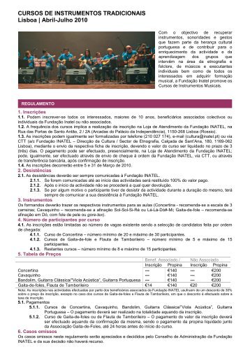 CURSOS DE INSTRUMENTOS TRADICIONAIS Lisboa ... - Inatel