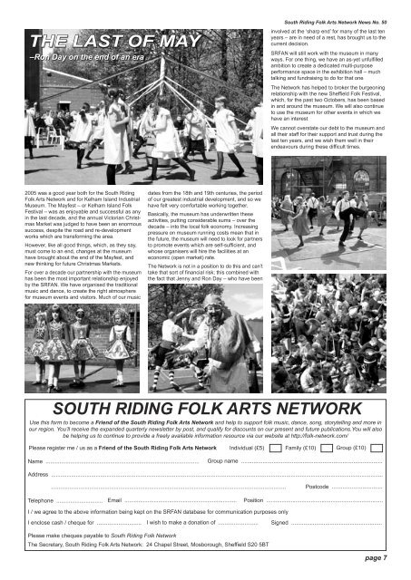 Newsletter #50 - South Riding Folk Arts Network