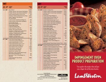 Impingement Oven Product Preparation Guide - Lamb Weston