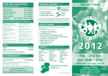 15ú - 21ú IUIL JULY 15th - 21st - South Sligo Summer School