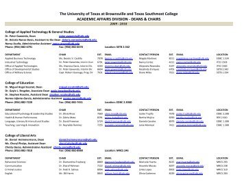 DEANS & CHAIRS - The University of Texas at Brownsville