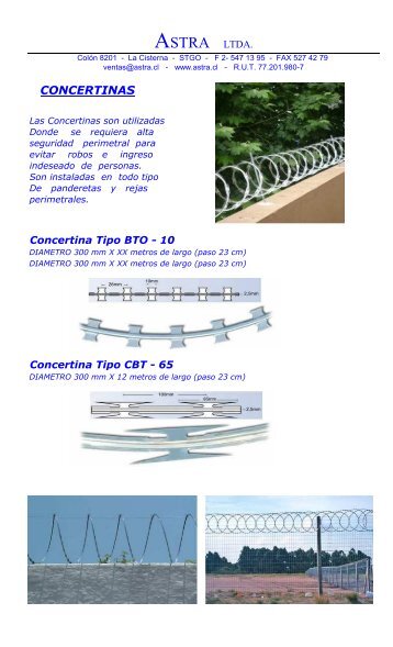 Concertinas y Puntas de Seguridad - Astra Ltda