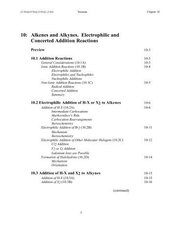 Alkenes and Alkynes. Electrophilic and Concerted Addition Reactions