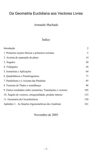 Da Geometria Euclidiana aos Vectores Livres - Arquivo Escolar