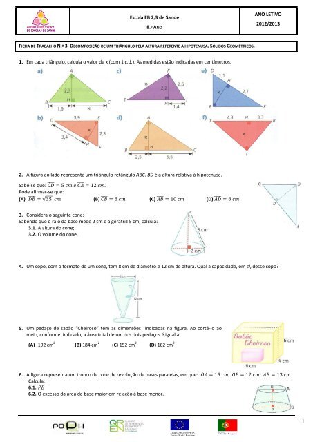 Ficha De Trabalho Nº 3 Altura Referente A