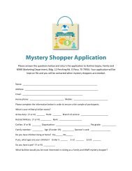 Mystery Shopper Application - Fort Bliss MWR