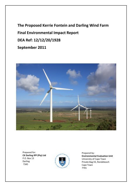 The Proposed Kerrie Fontein and Darling Wind Farm Final ...
