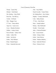 Cast of Characters: Peter Pan Wendy – Lauren May John – Tony ...