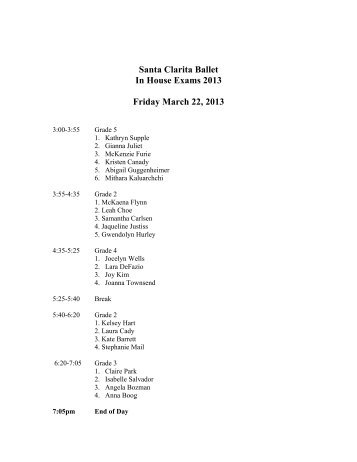 In-House Exams Day Order - Santa Clarita Ballet Company ...