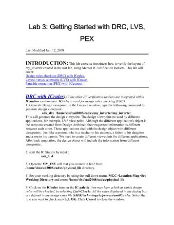 Lab 3: Getting Started with DRC, LVS, PEX