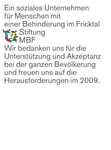 Geschäftsbericht 2008 der Stiftung MBF