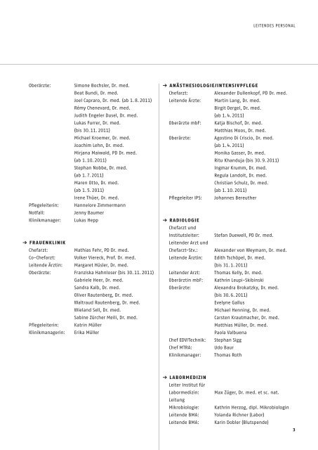 Geschäftsbericht 2011 KSF - Spital Thurgau AG