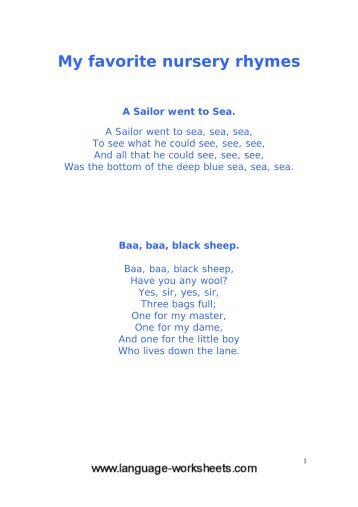 A Sailor went to Sea. - Language worksheets