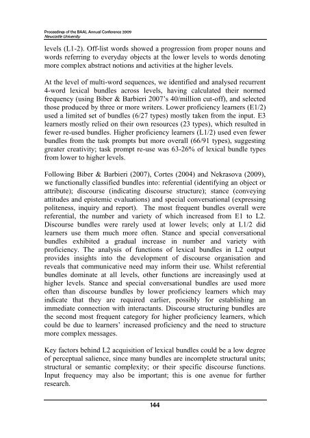 Lexical development across second language proficiency levels