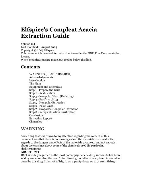 Elfspice's Compleat Acacia Extraction Guide